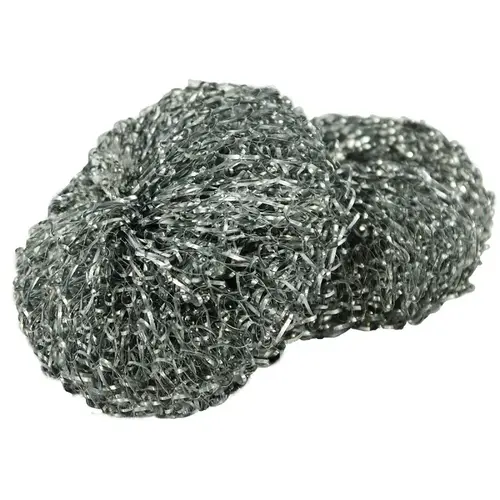 Scrubber, Stainless Steel Abrasive, 6-1/2 in L, 3.88 in W, Silve - 2 per pack x12 packs