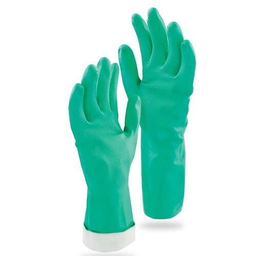 Libman 1319 Heavy-Duty Reusable Gloves, L, 13 in L, Nitrile, Green Teal