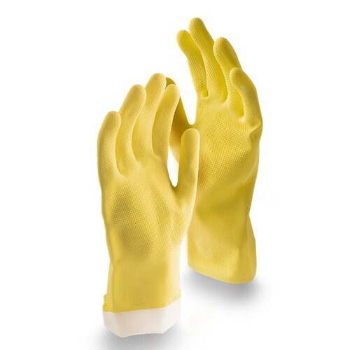 All Purpose Reusable Gloves, L, 12 in L, Latex, Yellow Pair