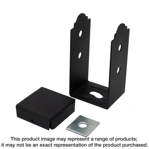 APB Post Base, 6 x 6 in Post, 12 ga Gauge, Steel, Black, Powder-Coated/ZMAX