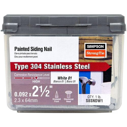 Nail 8D 2-1/2" Trim Coated Stainless Steel Round Head 1 lb Coated