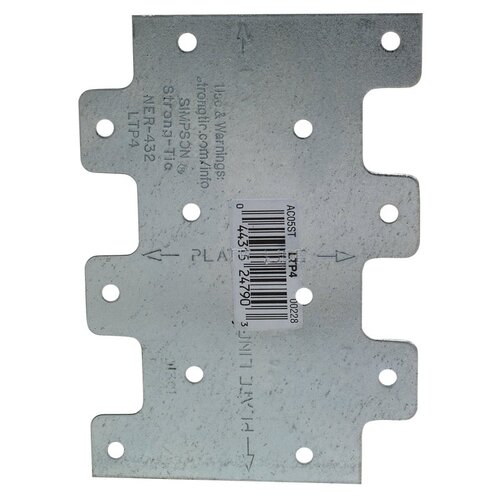 LTP Lateral Tie Plate, 4-1/4 in W, 3 in H, Steel, Galvanized/Zinc