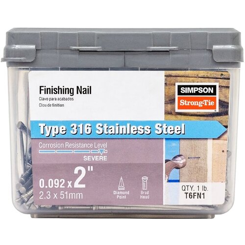 Nail 6D 2" Finishing Stainless Steel Small Brad Head 1 lb Silver