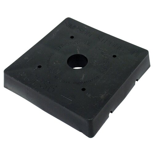 CPS Standoff Base, 6 x 6 in Post, Plastic, Black, Powder-Coated