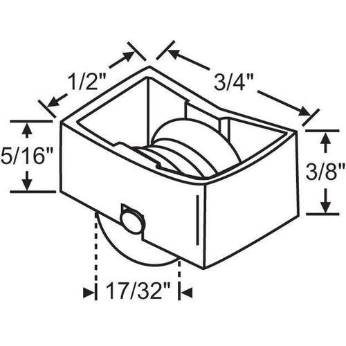 Nylon Sliding Roller Assembly 17/32in Rolle - 2 per pack x2 packs