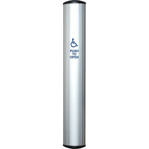 Camden CM-7536/4 CM-75 Column Push Plate Switch, 36", SPDT Momentary Switch, Wheelchair/PUSH TO OPEN, Clear Aluminum Anodized