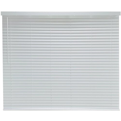 Cordless Mini Blind, 60 in L, 72 in W, Faux Wood, White