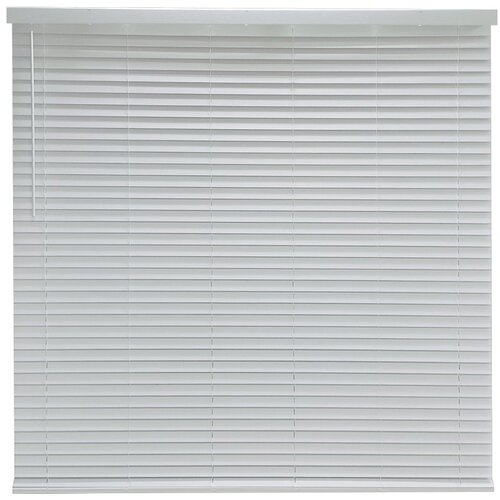 Cordless Mini Blind, 72 in L, 72 in W, Faux Wood, White