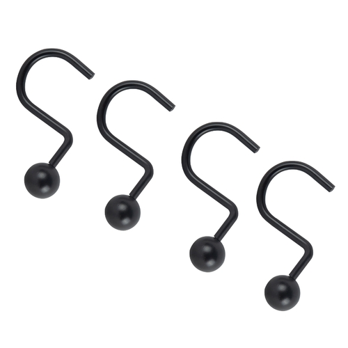 Simple Spaces SD-CBH-BK Ball Shower Curtain Hook Set, 1-1/16 in Opening, Steel, Matte, 2 in W, 2-3/4 in H Black - pack of 12