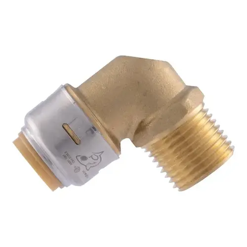 Dishwasher Elbow, 3/4 in PTC x 1/2 in MNPT, 90 deg Angle, Brass, 200 psi Pressure