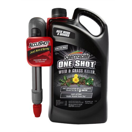 SPECTRACIDE HG-97186 ONE-SHOT Weed and Grass Killer, Liquid, Clear/Pale Yellow, 1 gal Bottle