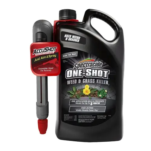 ONE-SHOT Weed and Grass Killer, Liquid, Clear/Pale Yellow, 1 gal Bottle