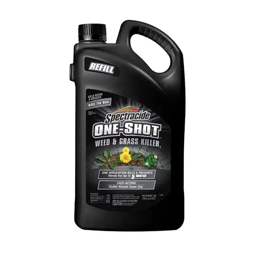 ONE-SHOT Weed and Grass Killer Refill, Liquid, Clear/Pale Yellow, 1 gal Bottle