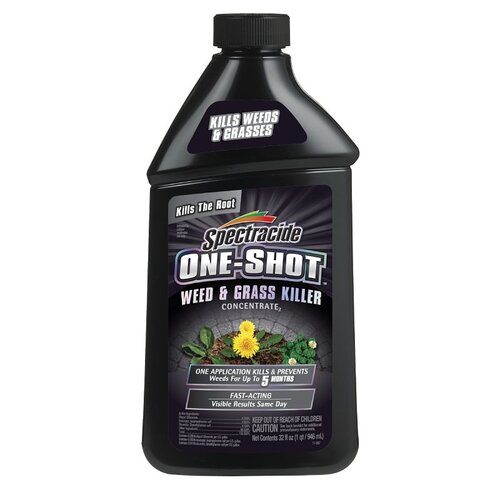 SPECTRACIDE HG-97188 ONE-SHOT Weed and Grass Killer Concentrate, Liquid, Clear/Pale Yellow, 32 fl-oz Bottle
