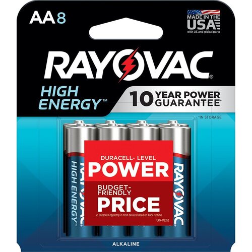 Rayovac 815-8K High Energy AA (Double A) Alkaline Batteries  pack of 8