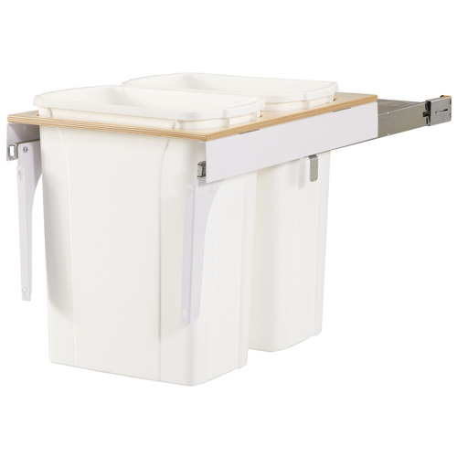 Waste Bin Pull-Out, KV Wood Frame, Side Mount, Double, Depth is 23 3/16" 381 mm TSC15-2-35PT 15" Frosted nickel, 381 mm (15") Birch veneered plywood/Steel Bin: Plastic