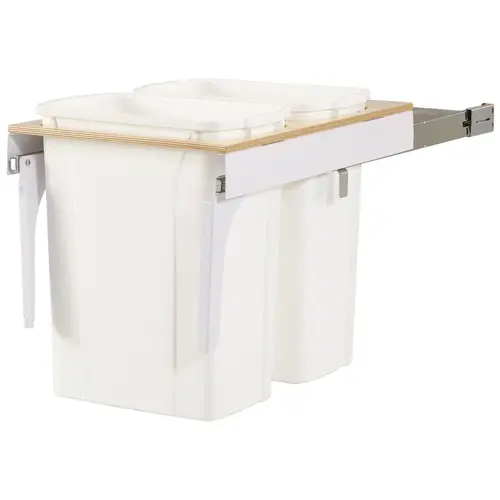 Waste Bin Pull-Out, KV Wood Frame, Side Mount, Double, Depth is 23 3/16" 445 mm TSC18-2-35PT 17 1/2" Frosted nickel, 445 mm (17 1/2") Birch veneered plywood/Steel Bin: Plastic