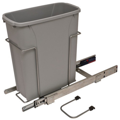 Waste Bin Pull-Out, KV Bottom Mount, Single, Ball Bearing Slide with Overtravel and Soft-Close 18 l 20 1/8" 17 5/16" SCB9-1-20PT 8 3/8" Frosted nickel, 20 qt. Steel Bins: Plastic, Frosted nickel