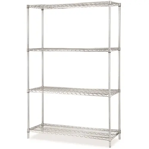 Lorell 3555634 INDUSTRIAL WIRE SHELVING STARTER KIT, 4 SHELVES, 48X18 IN