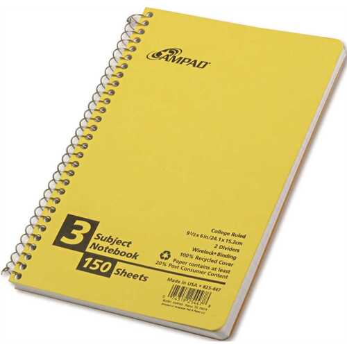 AMPAD/DIV. OF AMERCN PD&PPR 10159906 SMALL SIZE NOTEBOOK, COLLEGE/MEDIUM RULE, 6 IN. X 9-1/2 IN., WHITE, 150 SHEETS PER PAD