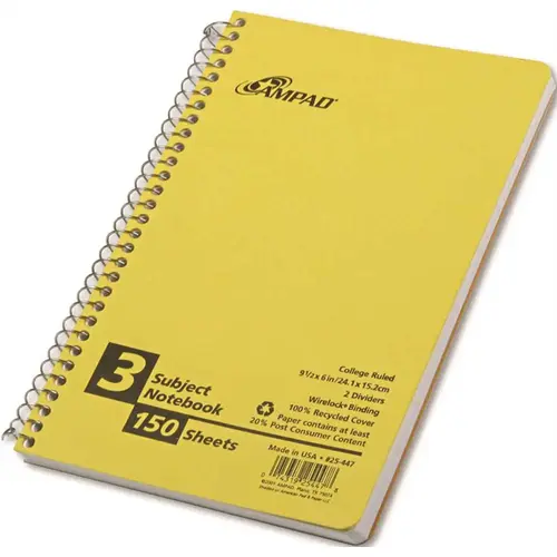 AMPAD/DIV. OF AMERCN PD&PPR 10159906 SMALL SIZE NOTEBOOK, COLLEGE/MEDIUM RULE, 6 IN. X 9-1/2 IN., WHITE, 150 SHEETS PER PAD