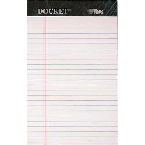 TOPS BUSINESS FORMS 10138800 DOCKET RULED PERFORATED PADS, LEGAL RULE, 5 X 8, WHITE, 12 50-SHEET PADS/PACK