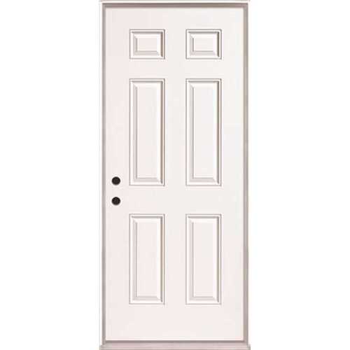 Masonite 3068 RH STL 6-PNL EXT DOOR 36 In. X 80 In. White Right Hand ...