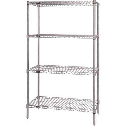 QUANTUM STORAGE SYSTEMS WR74-1848C 18 in. x 48 in. x 74 in. Chrome Heavy-Duty Storage 4-Tier Wire Shelving