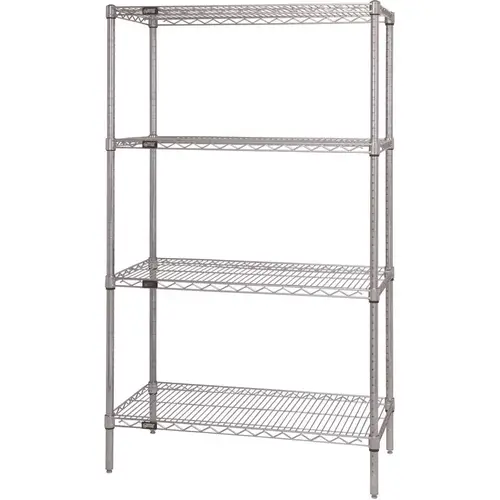 QUANTUM STORAGE SYSTEMS WR74-1248C 12 in. x 48 in. x 74 in. Chrome Heavy-Duty Storage 4-Tier Wire Shelving