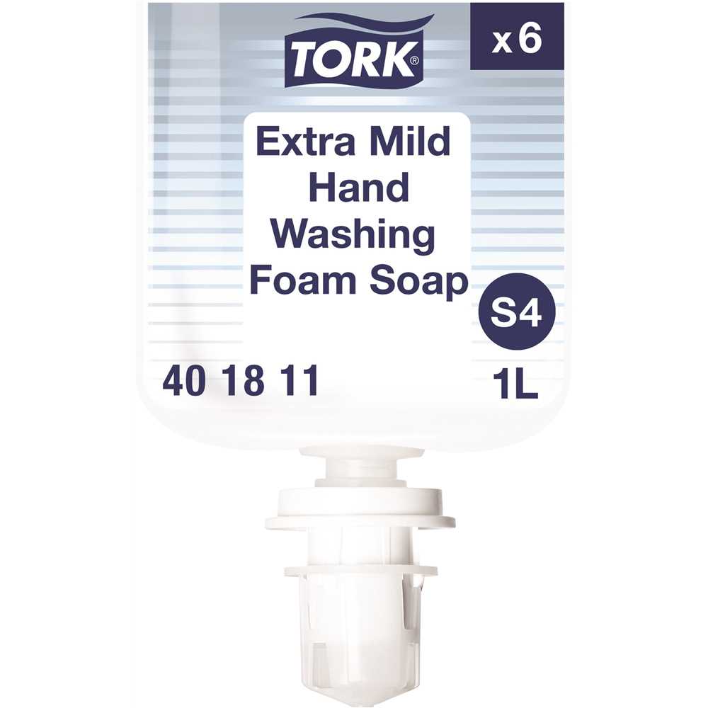 Tork 401811 Extra Mild Hand Washing Foam Soap S4, No Fragrance Added,401811 - pack of 6