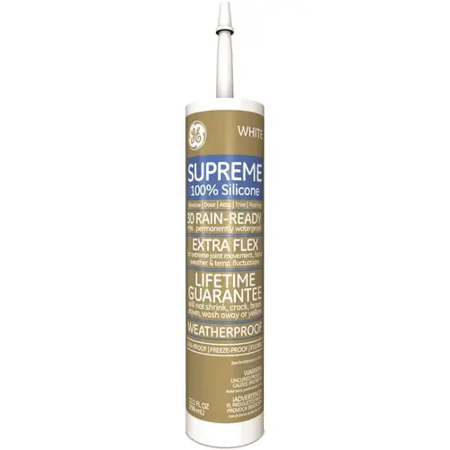 GE 2709106 Supreme Silicone 10.1 oz. Clear Window and Door Caulk - pack of 12