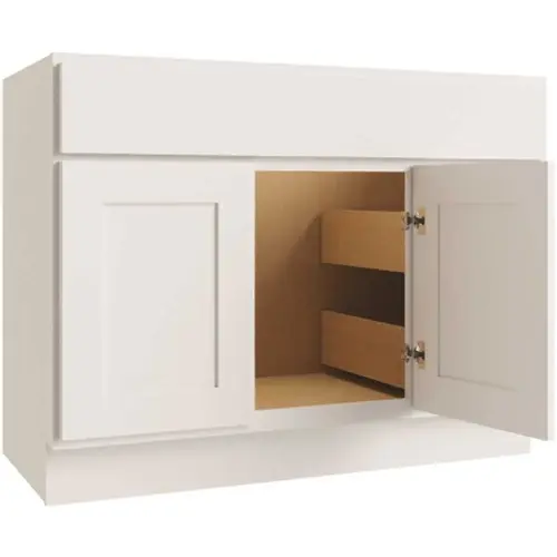 Cabinetry Luxor White Vanity Base Cabinet, Right-Side Drawers 42w X 34.5h