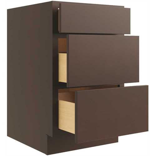 Cabinetry 21" W 3 Drawer Base Cabinet, Luxor Espresso