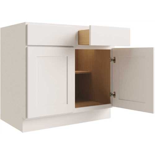 Cabinetry 36" W 2 Drawer 2 Door Base Cabinet, Luxor White