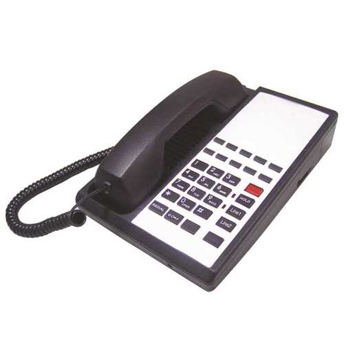 Lodging Star 852011 Guestroom Phone HTP Series Corded, 2 Lines with Speaker and 10 Memory, Black