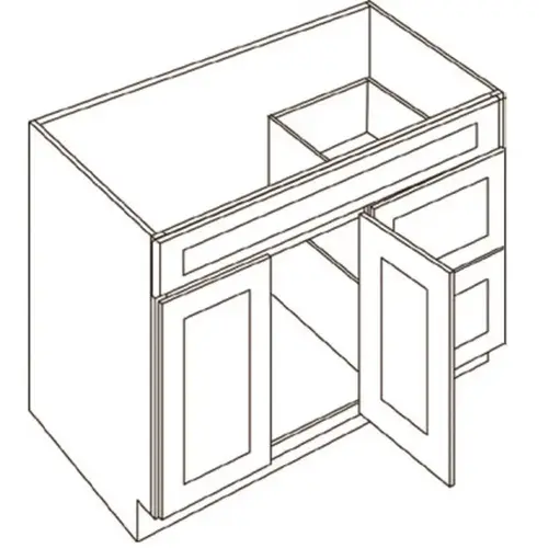 Cabinetry Country Oak Vanity Base Cabinet, Right-Side Drawers 36w X 32.5h