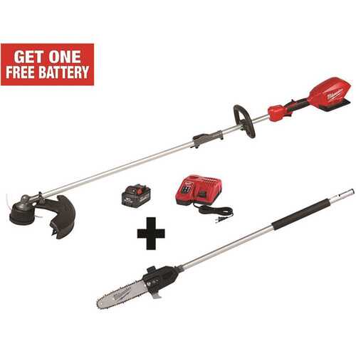 Milwaukee 2825-21ST-49-16-2720 18 V Lithium Ion Brushless Cordless String Trimmer 8.0Ah Kit with M18 FUEL 10 in. Pole Saw Attachment