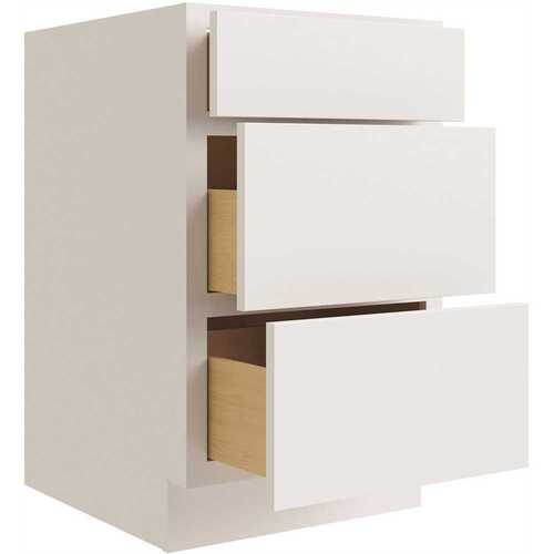 Cabinetry 18" W 3 Drawer Base Cabinet, Luxor White