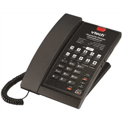 Vtech A2210 MBK Contemporary 1-Line Corded Phone in Matte Black