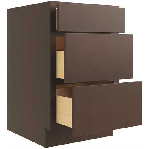 Cabinetry 18" W 3 Drawer Base Cabinet, Luxor Espresso