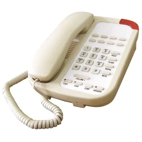 Guestroom Phone PH Series Corded, 2 Lines with Speaker and 9 Memory - ASH Beige