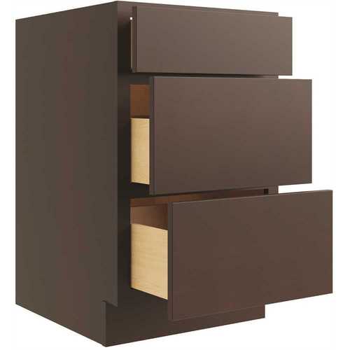 Cabinetry 15" W 3 Drawer Base Cabinet, Luxor Espresso