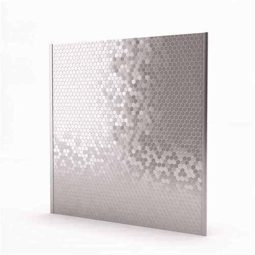SpeedTiles RAHE-S2 Hexagonia Stainless 29.61 in. x 30.47 in. x 5 mm Metal Self-Adhesive Range Backsplash Mosaic Tile (6.26 sq. ft.)