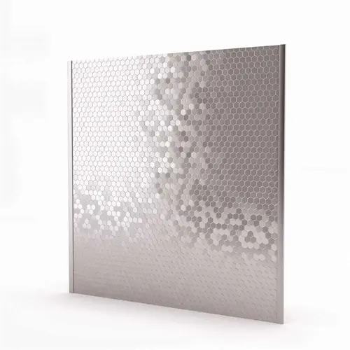 Hexagonia Stainless 29.61 in. x 30.47 in. x 5 mm Metal Self-Adhesive Range Backsplash Mosaic Tile (6.26 sq. ft.)