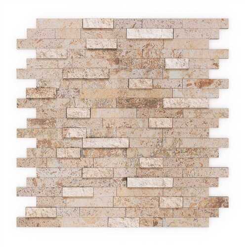 Inoxia SpeedTiles IS000SAN001L Sandy Mixed Tan 11.77 in. x 11.57 in. x 8mm Stone Self Adhesive Wall Mosaic Tile (11.4 sq. ft. / case)