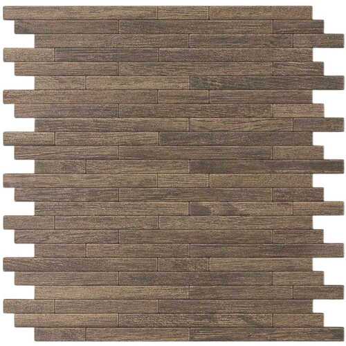 Woodly Painted Natural Wood 12.09 in. x 11.97 in. x 5 mm Metal Self-Adhesive Wall Mosaic Tile (24 sq. ft./Case)