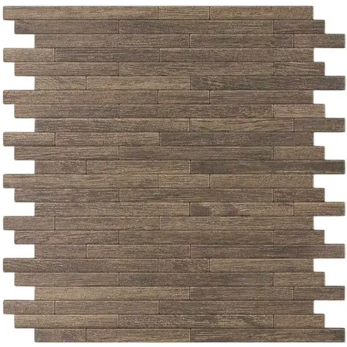 Woodly Painted Natural Wood 12.09 in. x 11.97 in. x 5 mm Metal Self-Adhesive Wall Mosaic Tile (24 sq. ft./Case) Brown - pack of 24