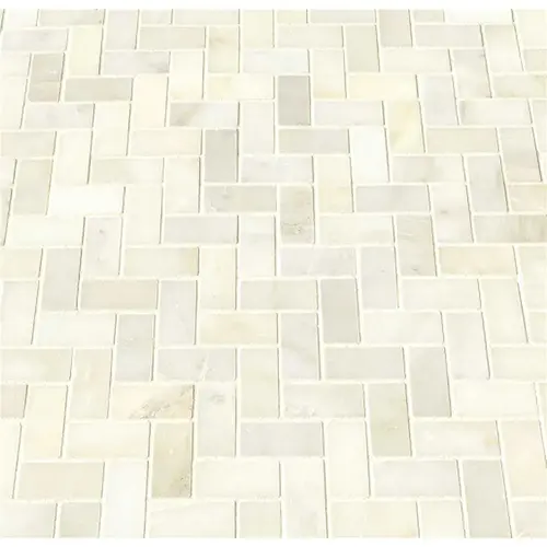 Greecian White Herringbone Pattern 12 in. x 12 in. x 10 mm Polished Marble Mosaic Tile (9.4 sq. ft. / case) - pack of 10