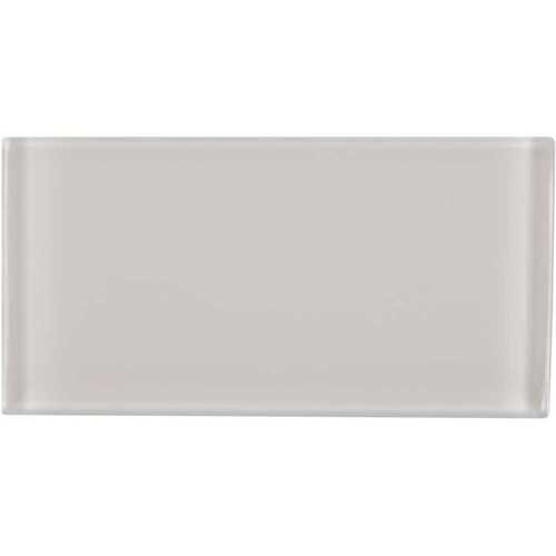 Ice 3 in. x 6 in. x 8mm Glossy Glass White Subway Tile (1 sq. ft. / case) - pack of 8