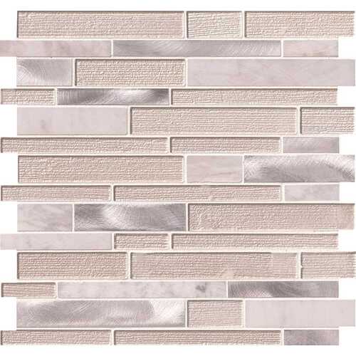 White Wave Interlocking 11.75 in. x 12.5 in. Mixed Multi-Surface Metal Look Wall Tile (20 sq. ft./Case) - pack of 20